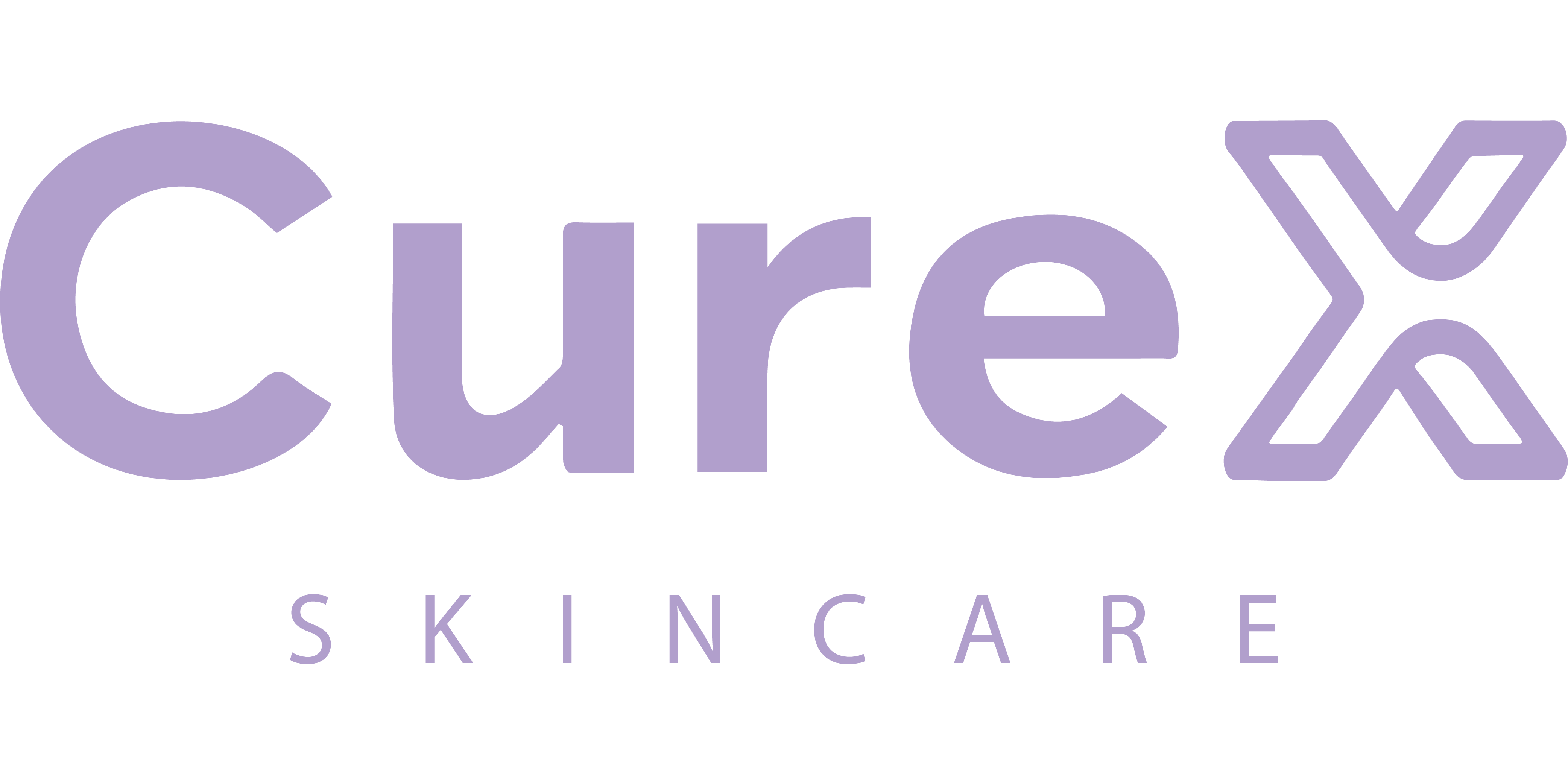 CureX Skincare logo in purple on a white background