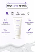 CureX skincare product with 5-step routine on a white background