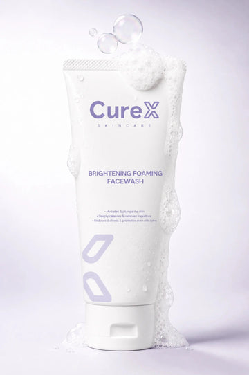 Curex brightening foaming facewash on a white background