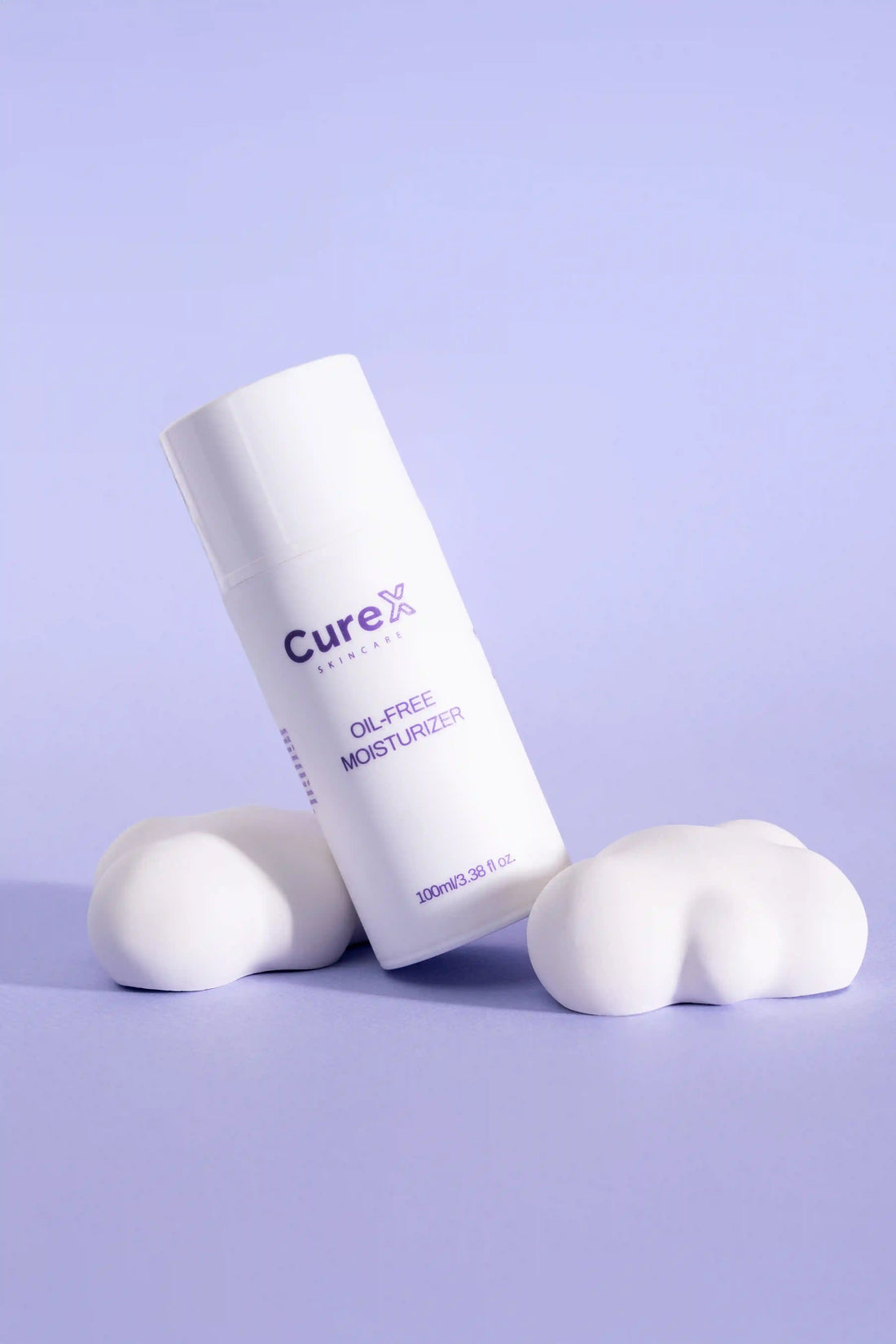 CureX skincare product on a purple background